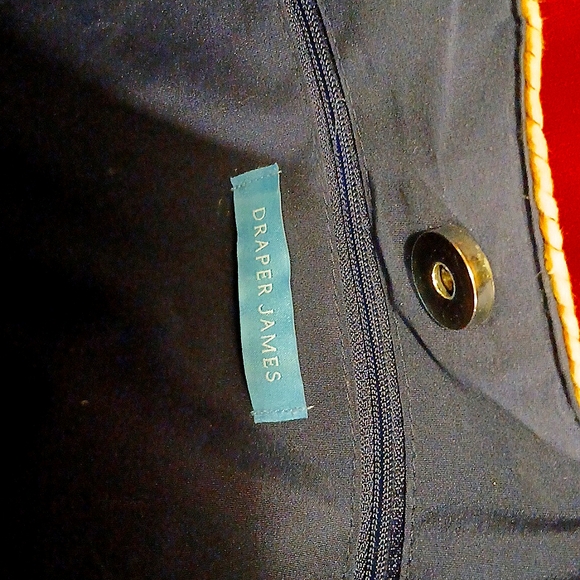 Draper James by Reece Witherspoon| Straw tote bag with Navy Floral Satin Tie| - Picture 2 of 9